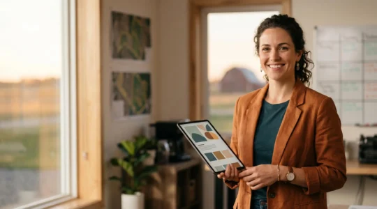 Professionnel agricole présentant ses compétences dans un contexte de recrutement moderne