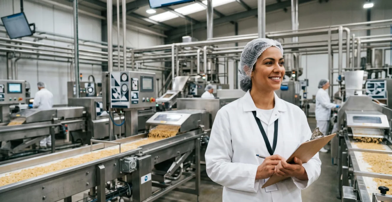 Directeur supervisant une unité de production dans une usine agroalimentaire moderne