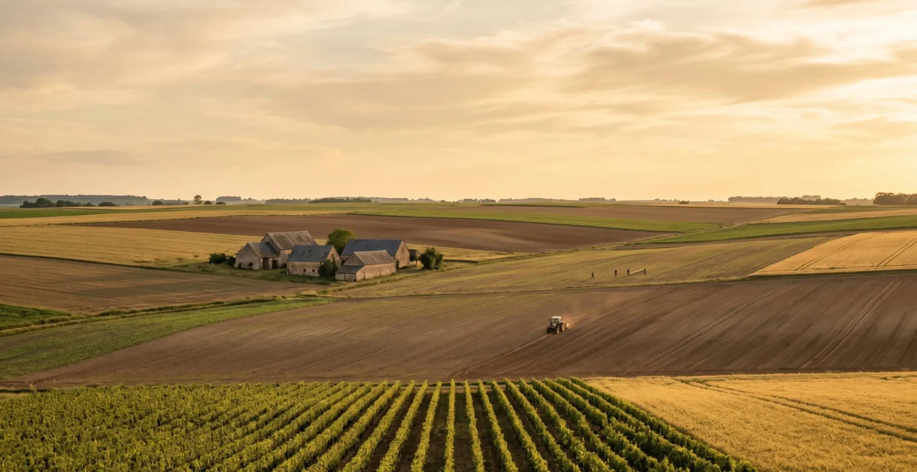 Scène agricole française illustrant la diversité de l'emploi et du travail dans les exploitations