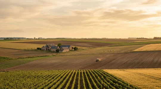Scène agricole française illustrant la diversité de l'emploi et du travail dans les exploitations