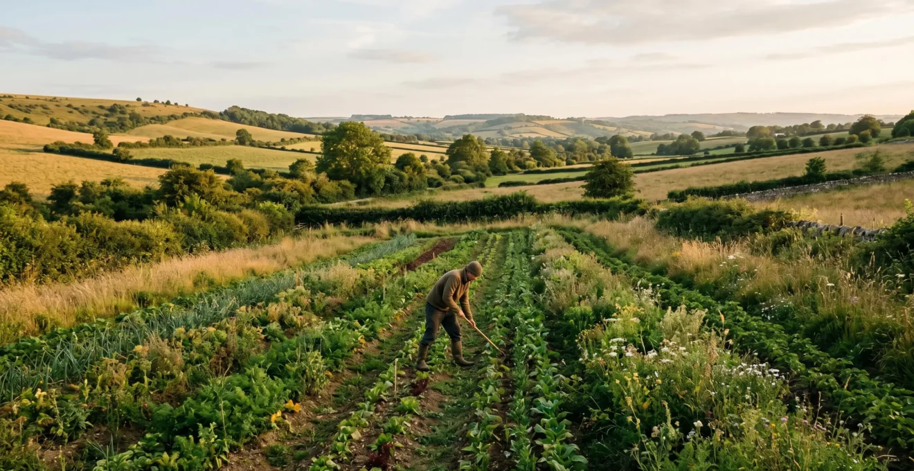 Professionnel agricole travaillant au contact direct de la nature dans un environnement rural authentique