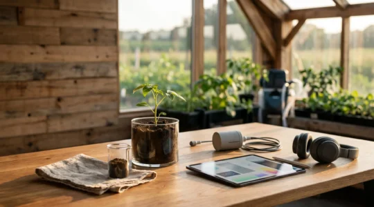 Scène illustrant la convergence entre agriculture moderne et technologie pour les nouvelles carrières du secteur agricole