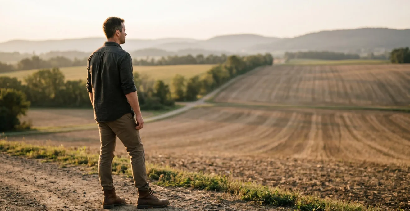 Professionnel en reconversion se formant aux métiers agricoles dans un environnement de transformation professionnelle