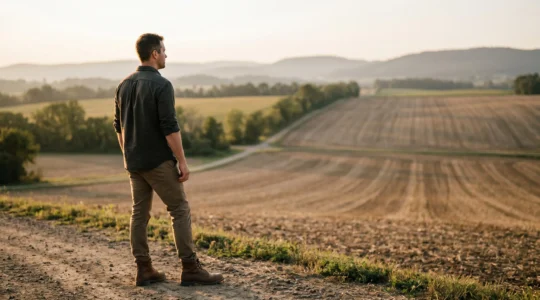 Professionnel en reconversion se formant aux métiers agricoles dans un environnement de transformation professionnelle
