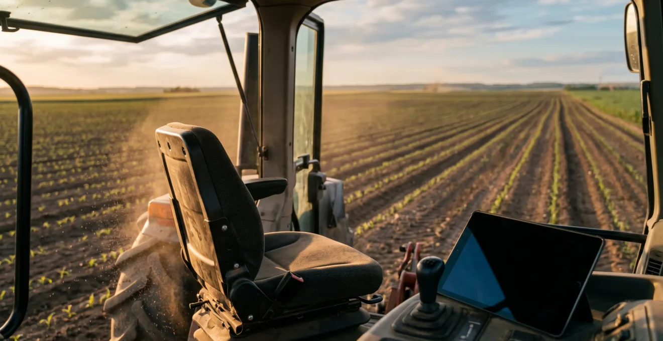 Scène métaphorique illustrant la recherche de candidats agricoles qualifiés dans un environnement rural moderne