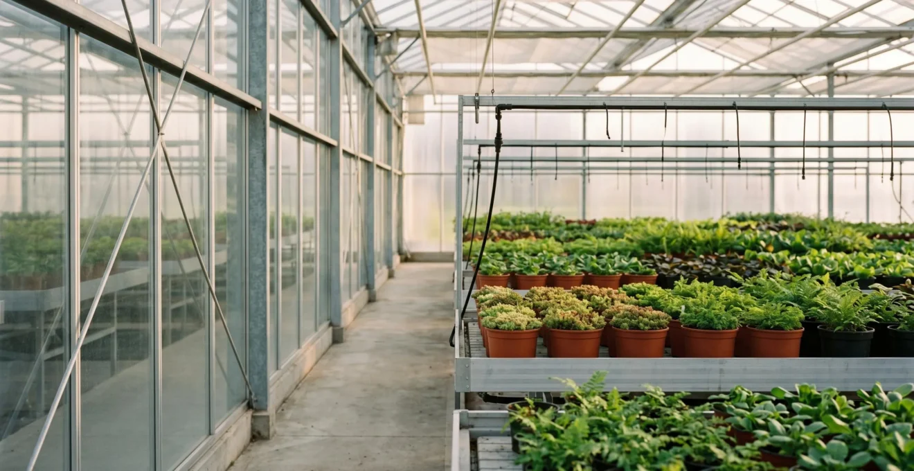Vision inspirante du passage du jardinage amateur à l'horticulture professionnelle dans un environnement de serre moderne
