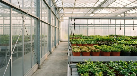 Vision inspirante du passage du jardinage amateur à l'horticulture professionnelle dans un environnement de serre moderne